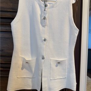 MARBLE Cream Cardigan with Sparkling Rhinestone Buttons